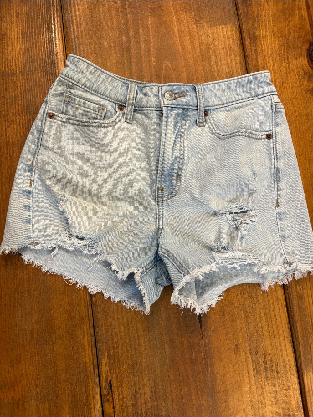 Old Navy Light Wash Distressed High-Rise Denim Shorts